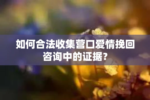 如何合法收集营口爱情挽回咨询中的证据？