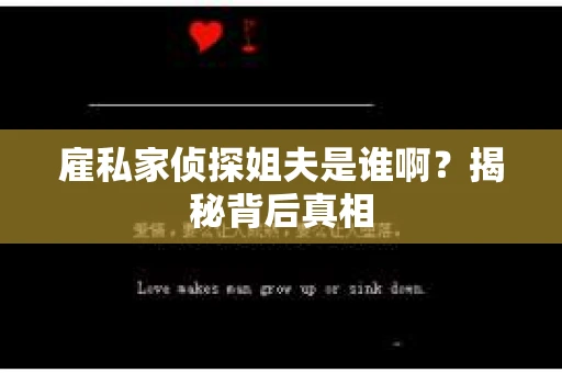 雇私家侦探姐夫是谁啊？揭秘背后真相
