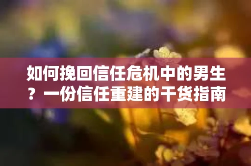 如何挽回信任危机中的男生?一份信任重建的干货指南 如何挽回信任危机中的男生?一份信任重建的干货指南