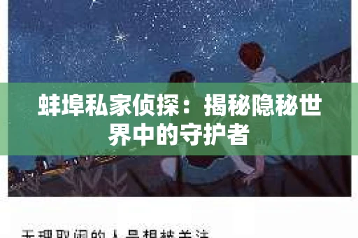 蚌埠私家侦探：揭秘隐秘世界中的守护者