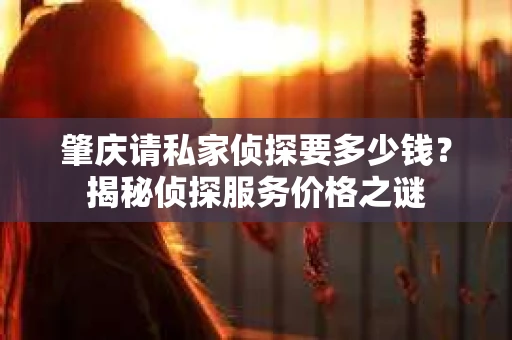 肇庆请私家侦探要多少钱？揭秘侦探服务价格之谜